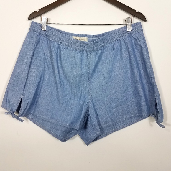 Madewell Pants - Madewell Side Tie Blue Chambray Shorts Size XL
